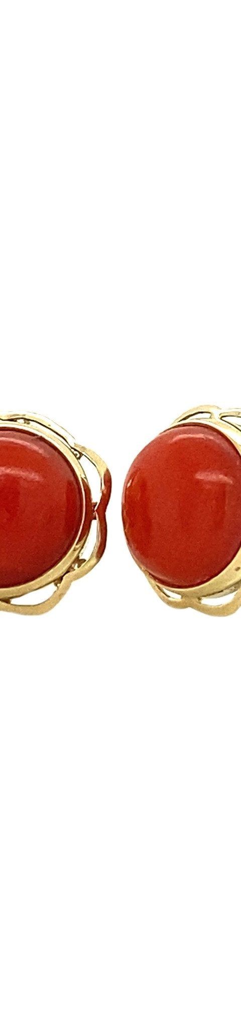 Vintage 14K Gold Stud Earrings with Red Coral